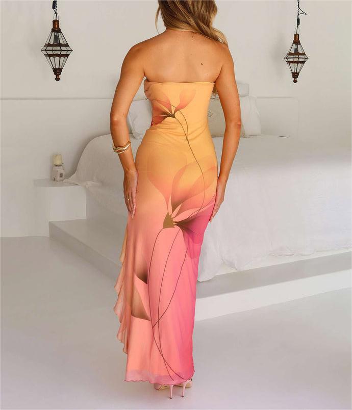 Women's Knitted Midriff Outfit Tied Dress