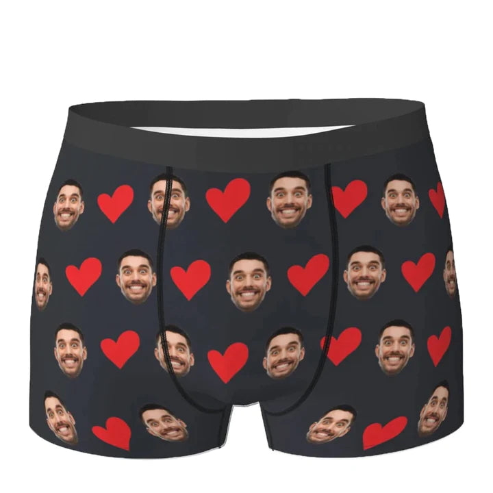 Personalized Face Photo Underwear Custom Heart Boxer Briefs Custom Men Briefs Gift For Husband - Anniversary Gift For Dad