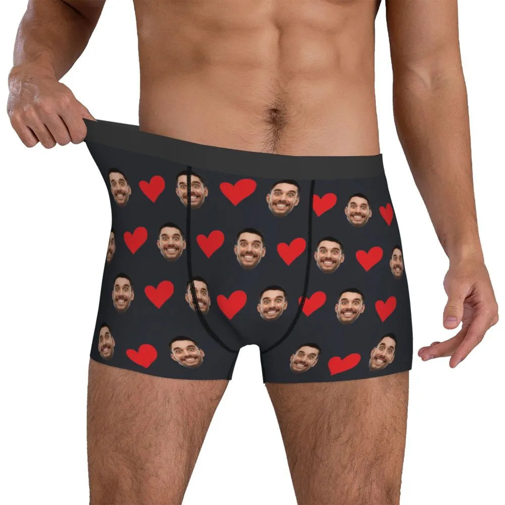 Personalized Face Photo Underwear Custom Heart Boxer Briefs Custom Men Briefs Gift For Husband - Anniversary Gift For Dad