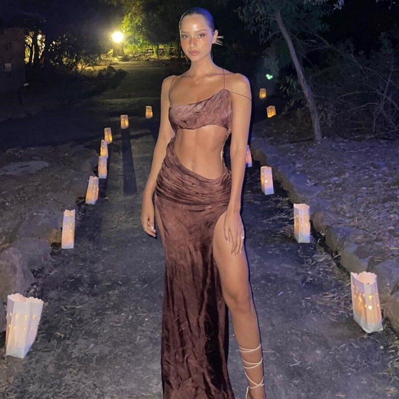 Slotted Neck Sexy Back Slim Fit Dress Women