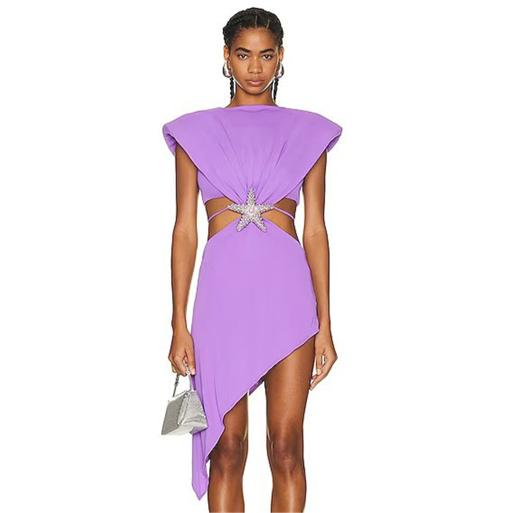Sexy Cutout Irregular Bandage One-piece Dress