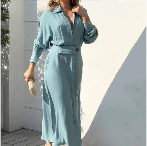Solid Color Shirt Dress