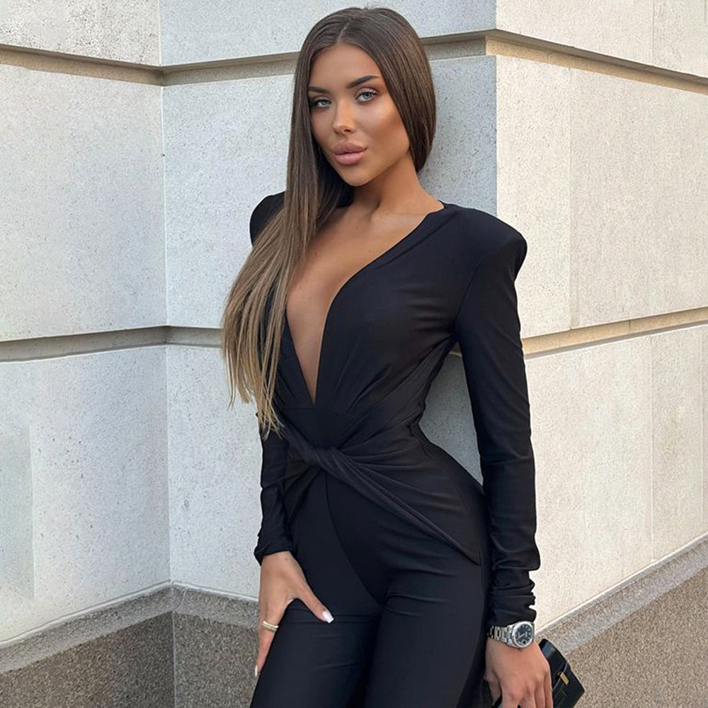 Sexy Deep V-neck Jumpsuit For Women
