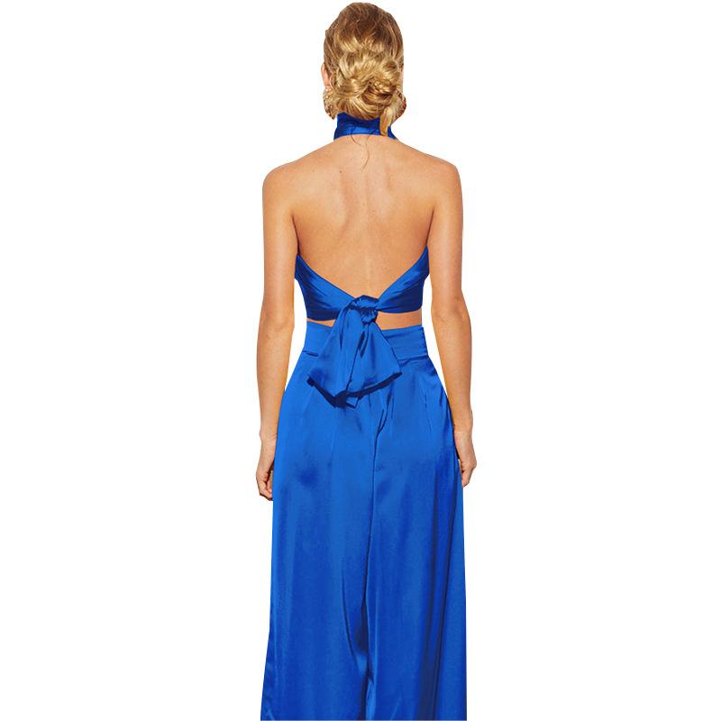 Women's Sleeveless Crop Top Wide Pants Set 2 Piece Outfits Jumpsuits