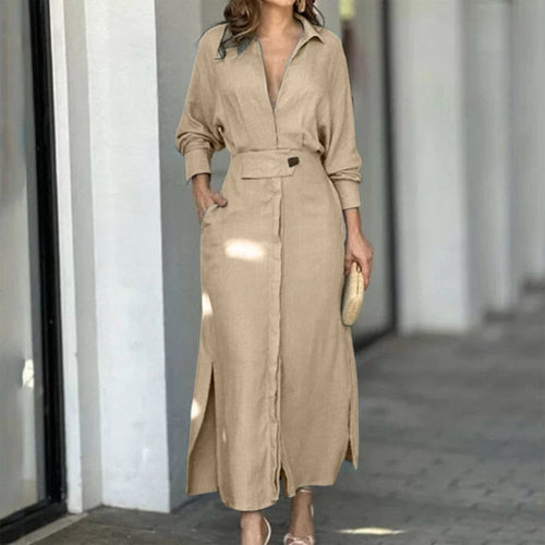 Solid Color Shirt Dress