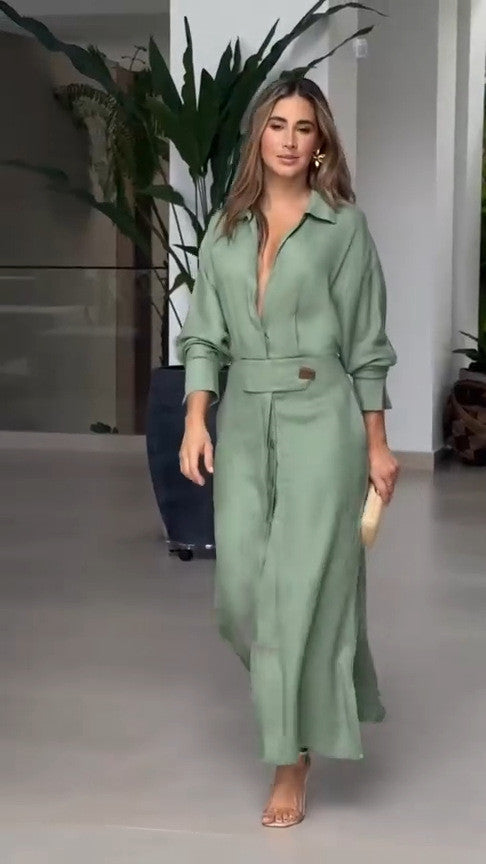 Solid Color Shirt Dress