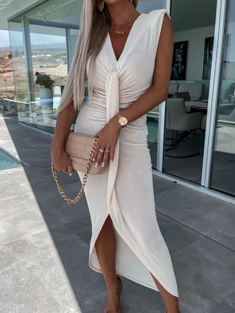 Deep V-Neck Maxi Dress