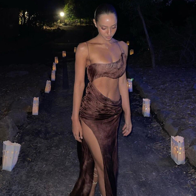 Slotted Neck Sexy Back Slim Fit Dress Women