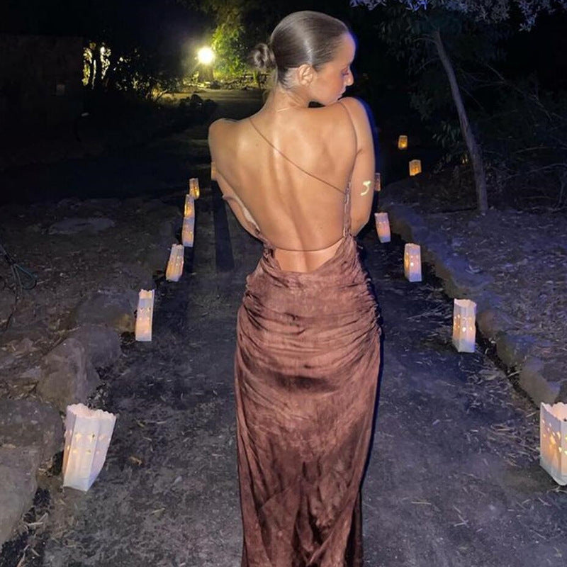 Slotted Neck Sexy Back Slim Fit Dress Women