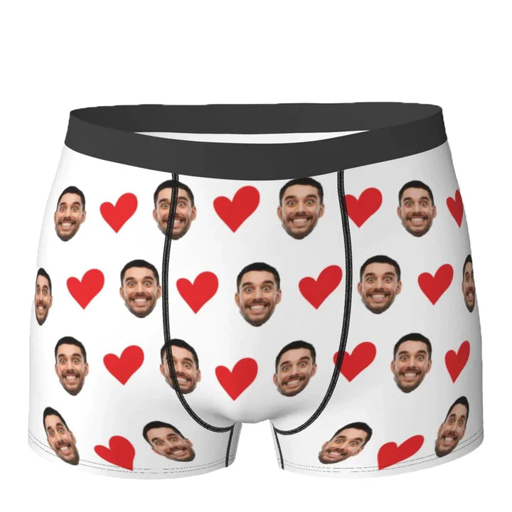 Personalized Face Photo Underwear Custom Heart Boxer Briefs Custom Men Briefs Gift For Husband - Anniversary Gift For Dad