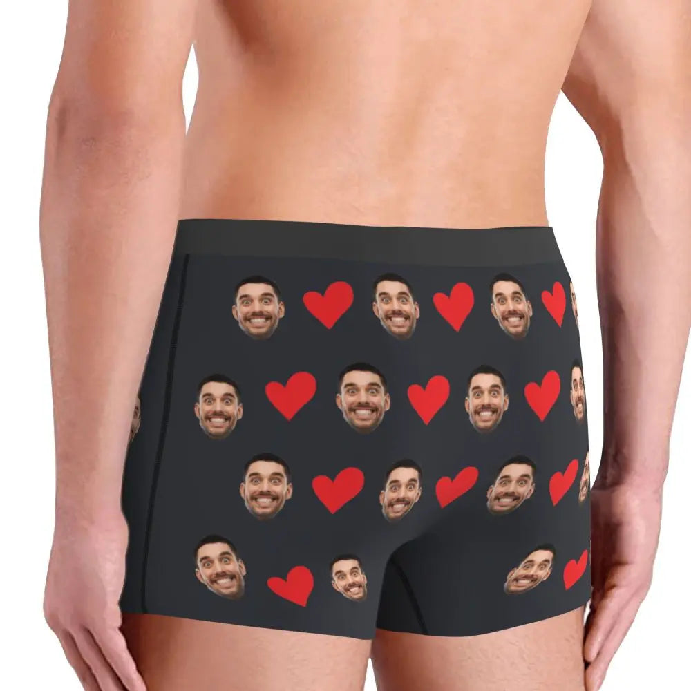 Personalized Face Photo Underwear Custom Heart Boxer Briefs Custom Men Briefs Gift For Husband - Anniversary Gift For Dad