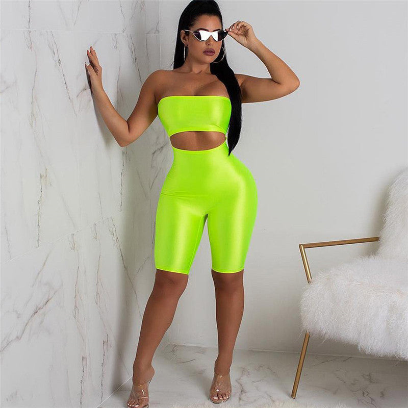 Straight shoulder back cutout jumpsuit