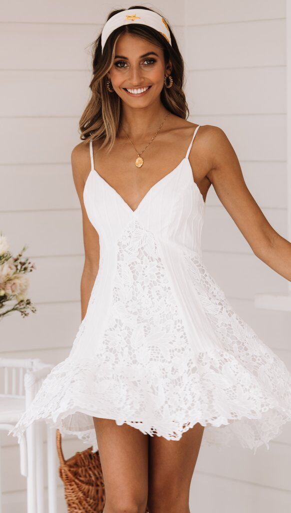 Sexy White Dress Lace Mini Dress Deep V Dresses