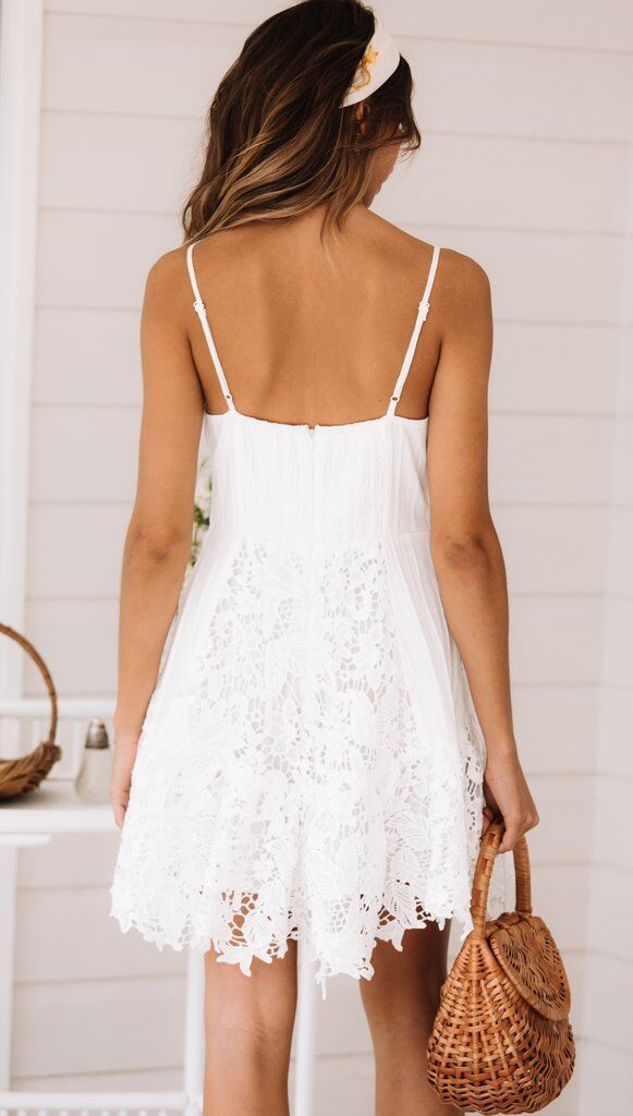 Sexy White Dress Lace Mini Dress Deep V Dresses