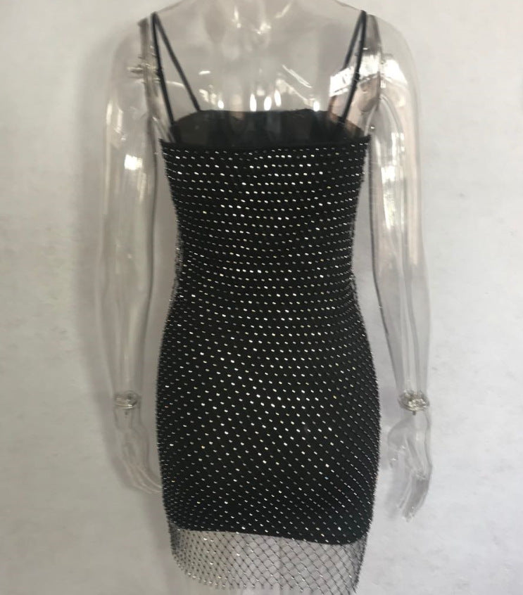 Sexy Backless Sparkly Mesh Cami Dress