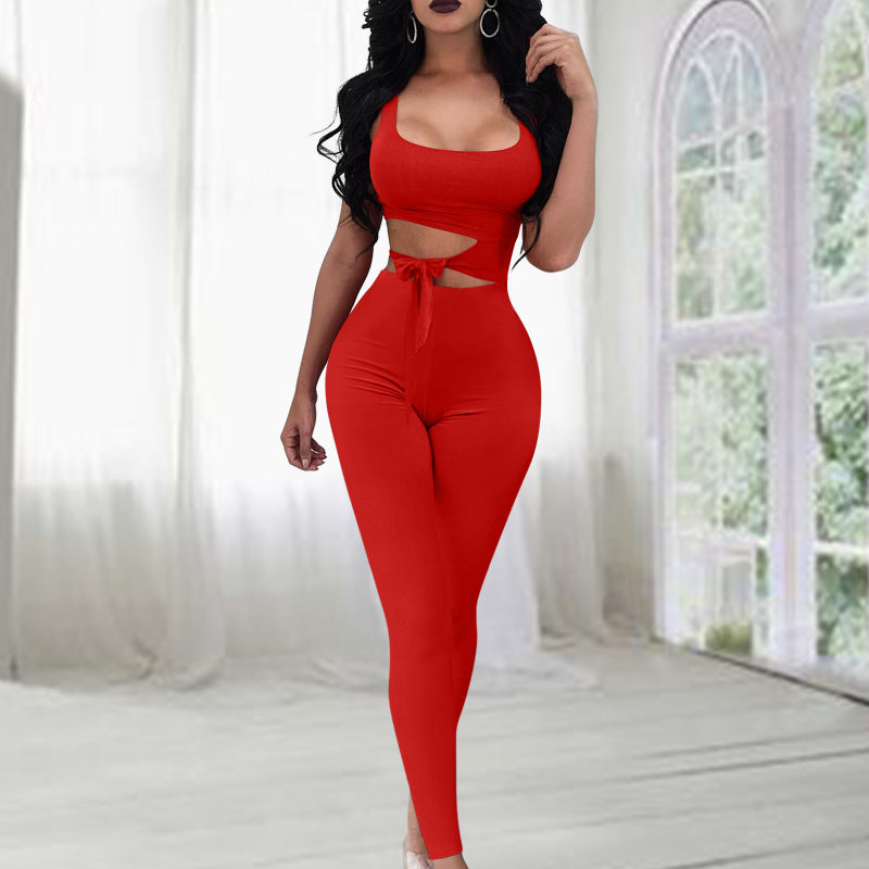 Ladies sleeveless cutout jumpsuit