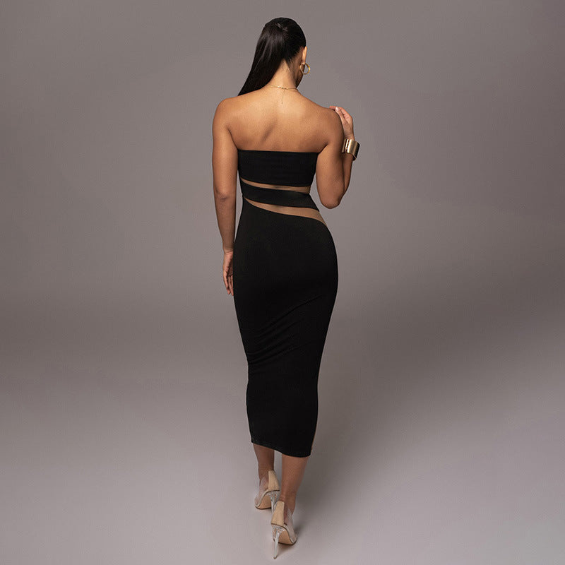 Tube Top Hollow Sheath Slim Dress