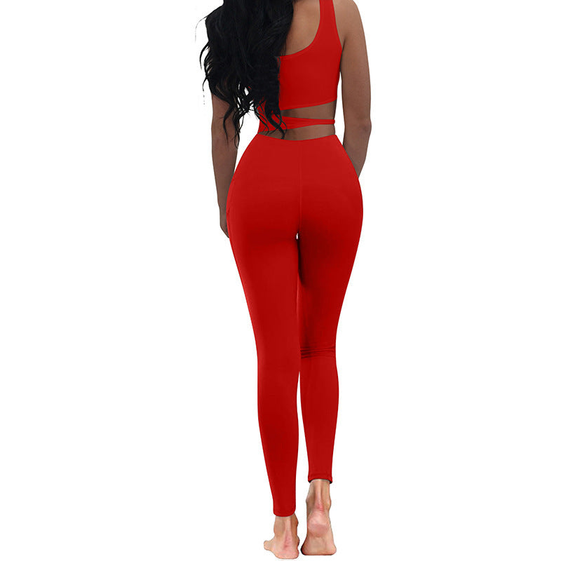 Ladies sleeveless cutout jumpsuit