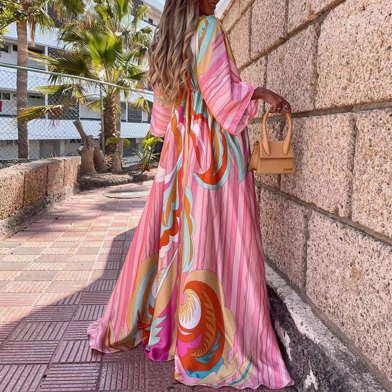 Elegant Slit Elastic Waist Beach Long Dress