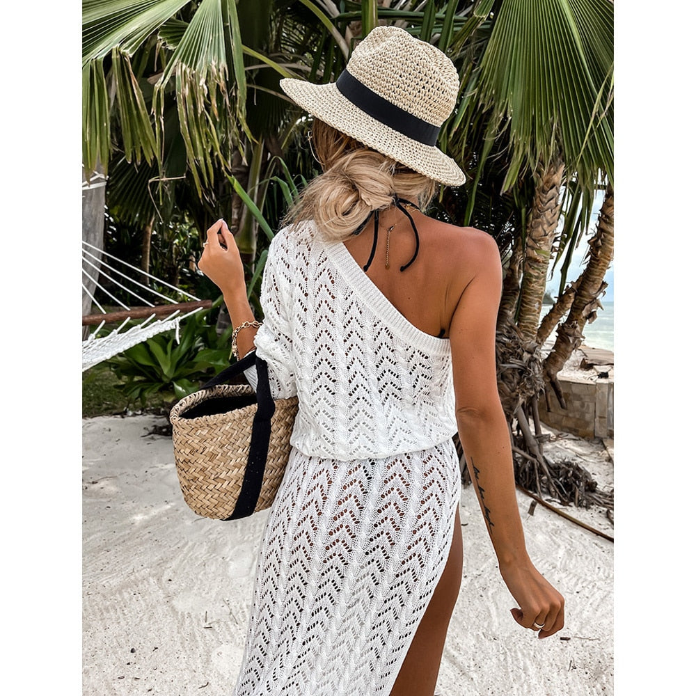 Bikini Cover-ups White Crochet Tunic Cover-ups