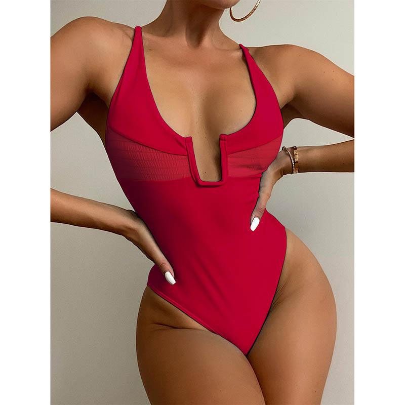 Patchwork Swimsuits One Piece Women's Swimwear