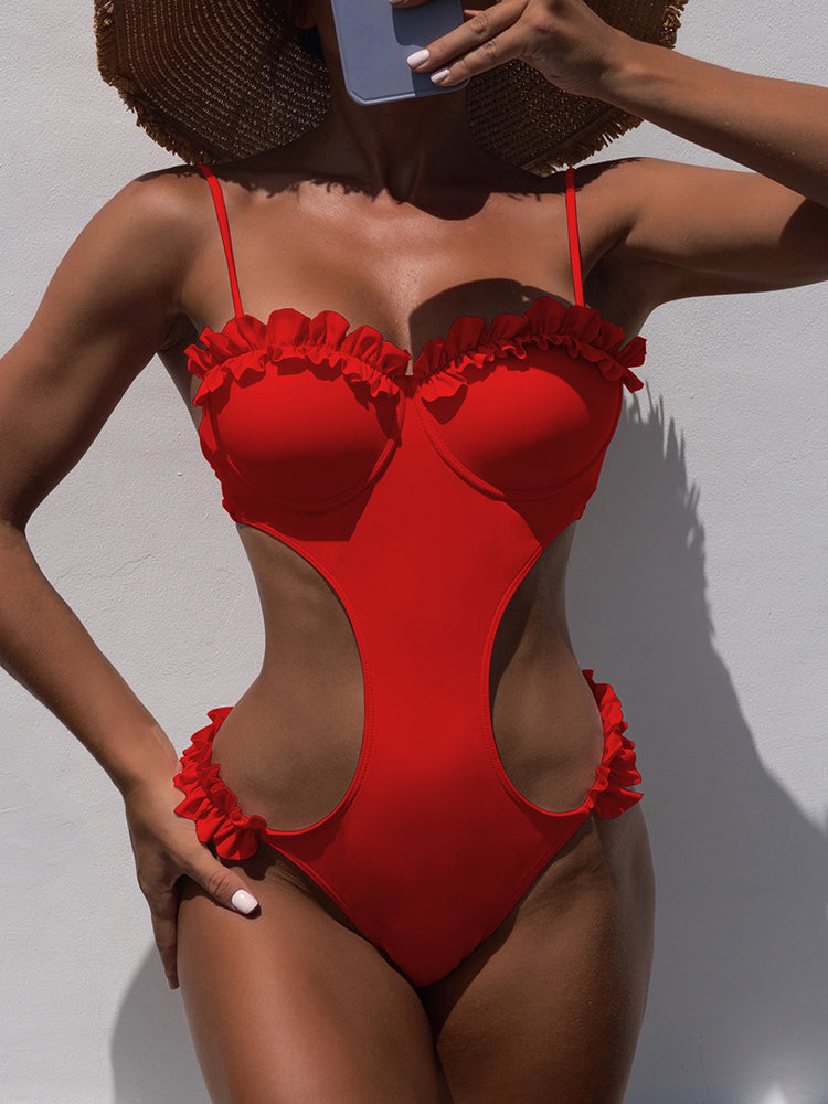 Push Up One Piece Swimsuit Cut Out Sexy Swimwear