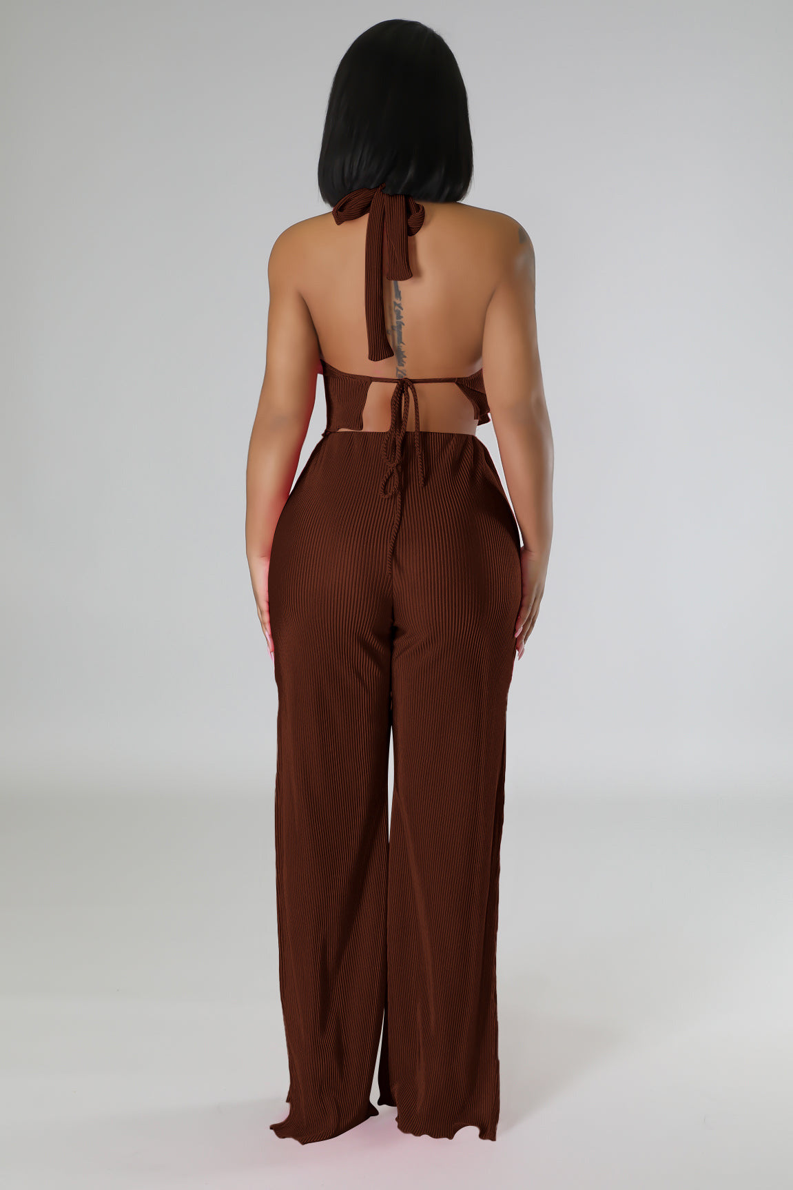 Sexy fashion backless split two-piece set