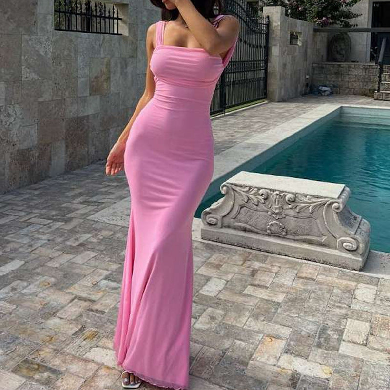 Summer Women Clothing Lace Up Off Neck Sexy Backless Evening Dress