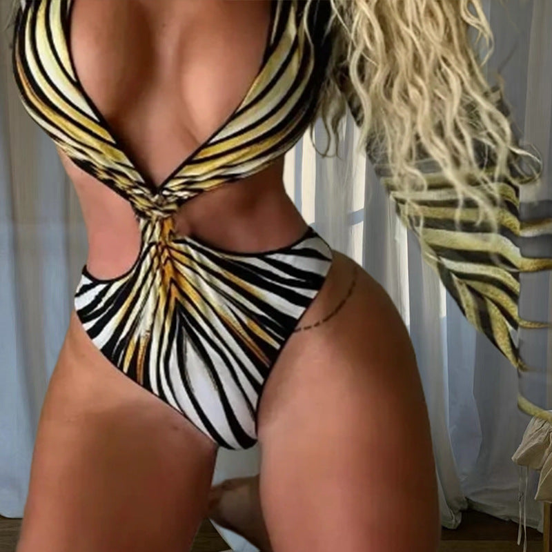 Striped Sexy One-piece Beach Hot Bikini
