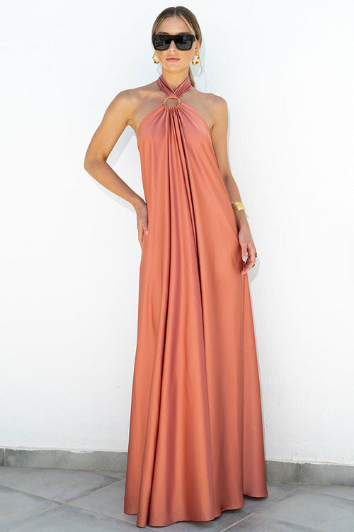 Sexy Halter Tie-up Long Dress Women Backless Hollow Dress