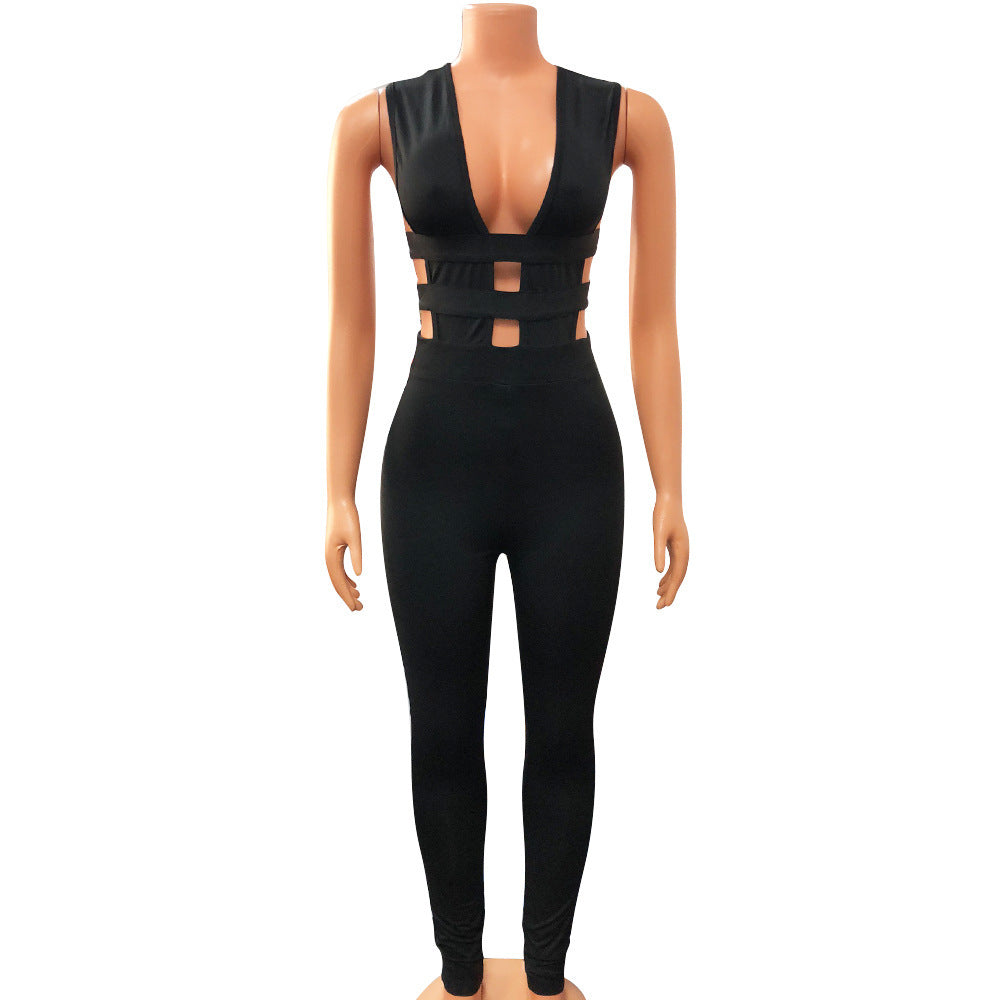 Fashion Cutout Panel V-Neck Sleeveless Bodysuit